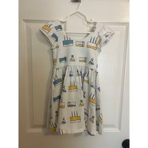 Monica + Andy Girls Birthday Cake Twirl Dress Size 4T Blue & Yellow Party Hats